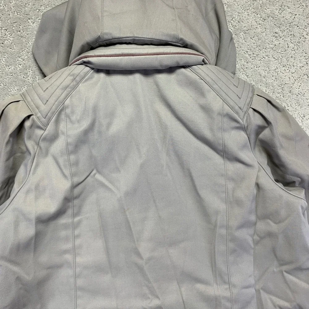 Vintage Mod Maid Womens Jacket Medium Gray Lined Hooded Zip Up Parka Winter Coat